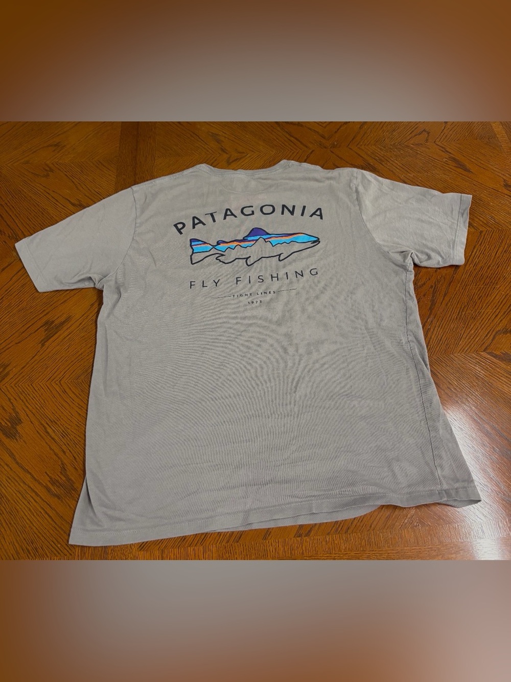 Patagonia Fly Fishing T‑Shirt in Light Gray